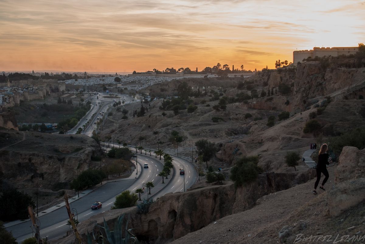 Viajar sola por Marruecos: vista del atardecer en Fez